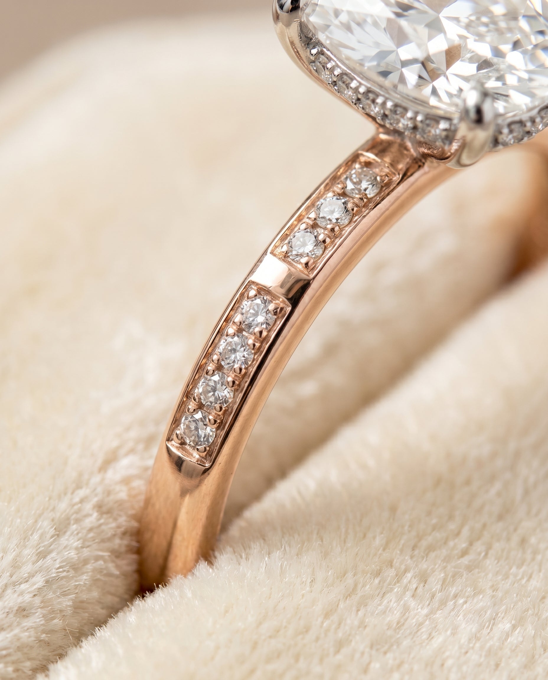 14K Rose Gold band of The Wanda oval engagement ring setting | RockHer