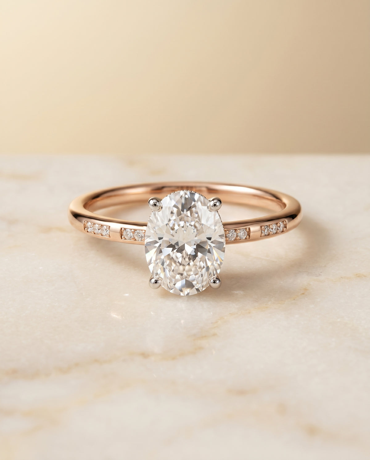 The Wanda oval engagement ring setting in 14K Rose Gold | RockHer