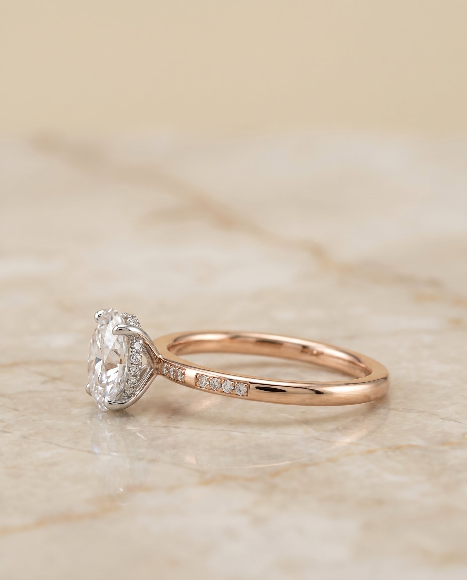 The Wanda setting for oval diamonds, made to order in 14K Rose Gold | RockHer