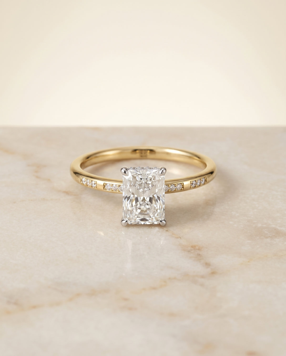 The Wanda radiant engagement ring setting in 18K Yellow Gold | RockHer