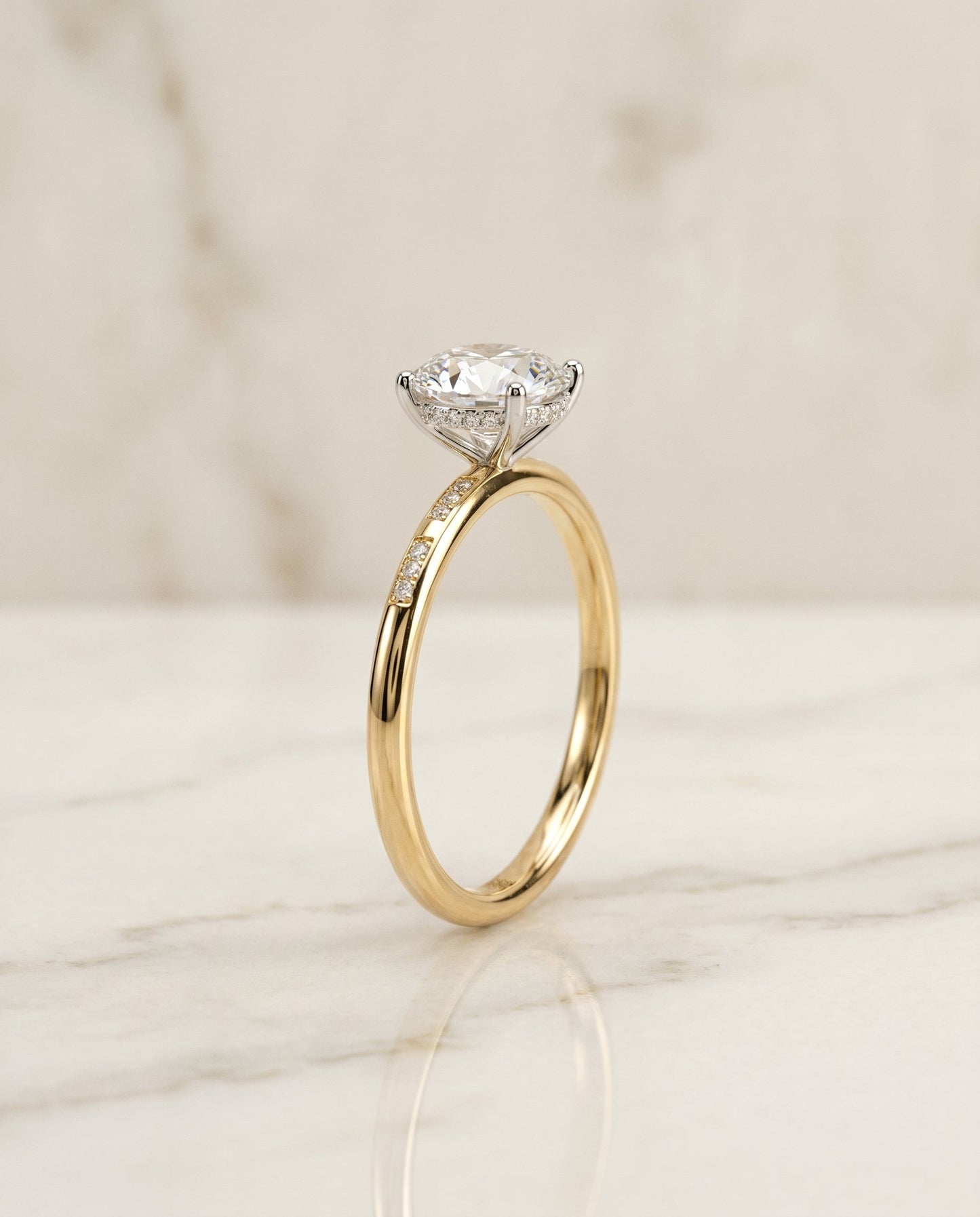 Wanda Select High Hidden Halo Solitaire Oval in 18K Yellow Gold – view 2