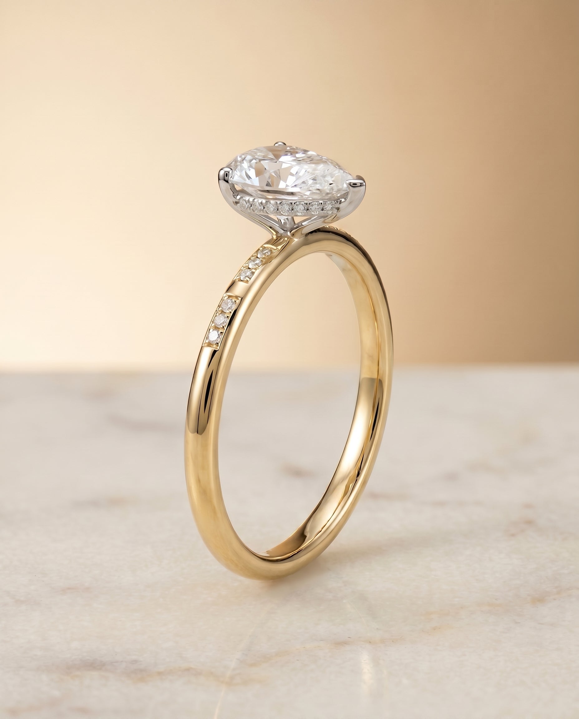 Hidden Halo Pavé Solitaire styling on The Wanda princess engagement ring setting | RockHer