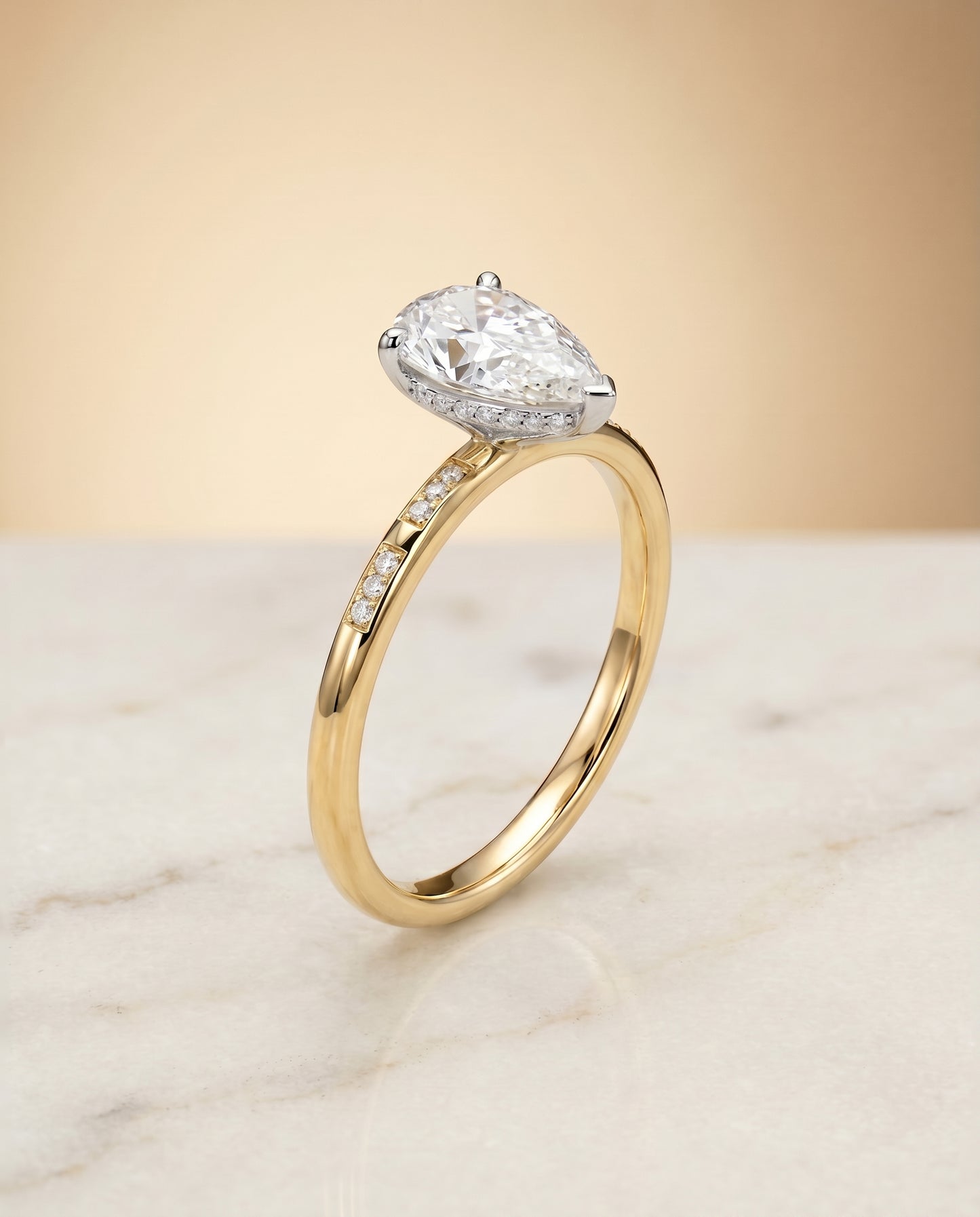 The Wanda Hidden Halo Pavé Solitaire Princess Cut Engagement Ring Setting in 18K Yellow Gold