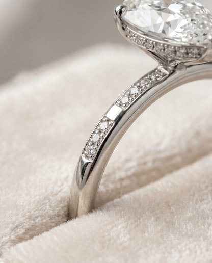 The Wanda Hidden Halo Pavé Solitaire Princess Cut Engagement Ring Setting in 18K White Gold