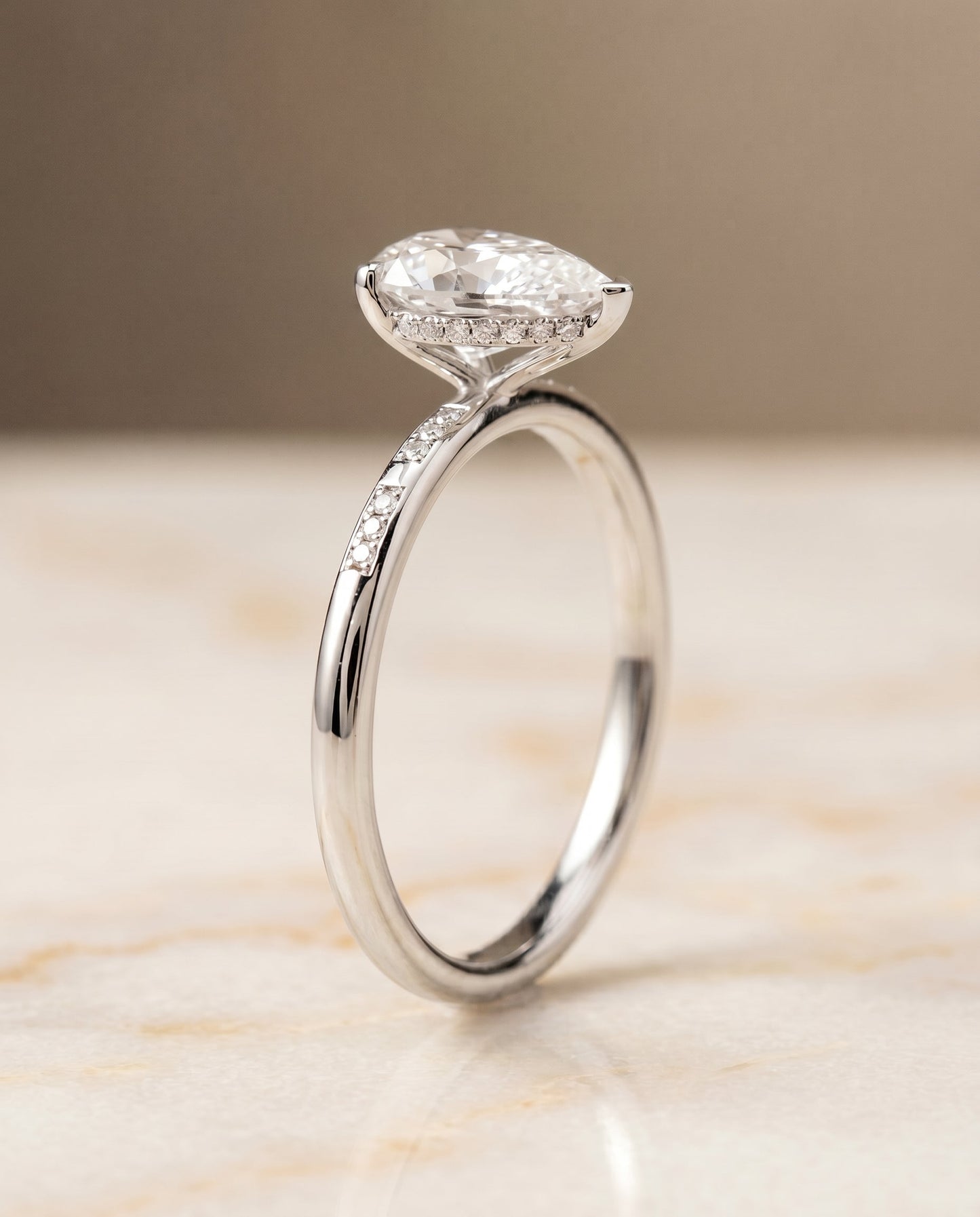 Wanda Select Hidden Halo Pavé Solitaire Princess Cut Lab Diamond Engagement Ring in Platinum, front view | RockHer