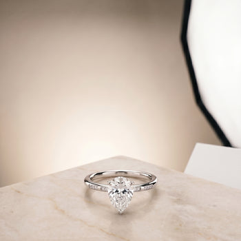 The Wanda Hidden Halo Pavé Solitaire Princess Cut Engagement Ring Setting in 18K White Gold