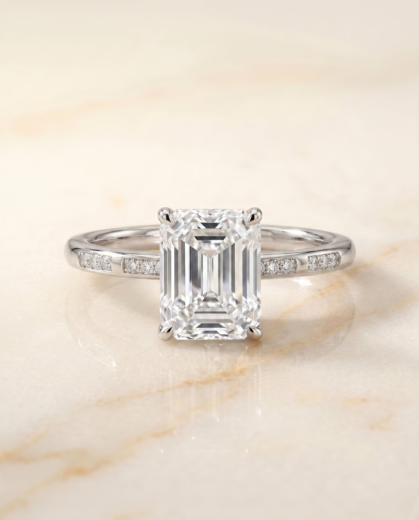 The Wanda Solitaire Engagement Ring Setting for Radiant Diamonds in Platinum