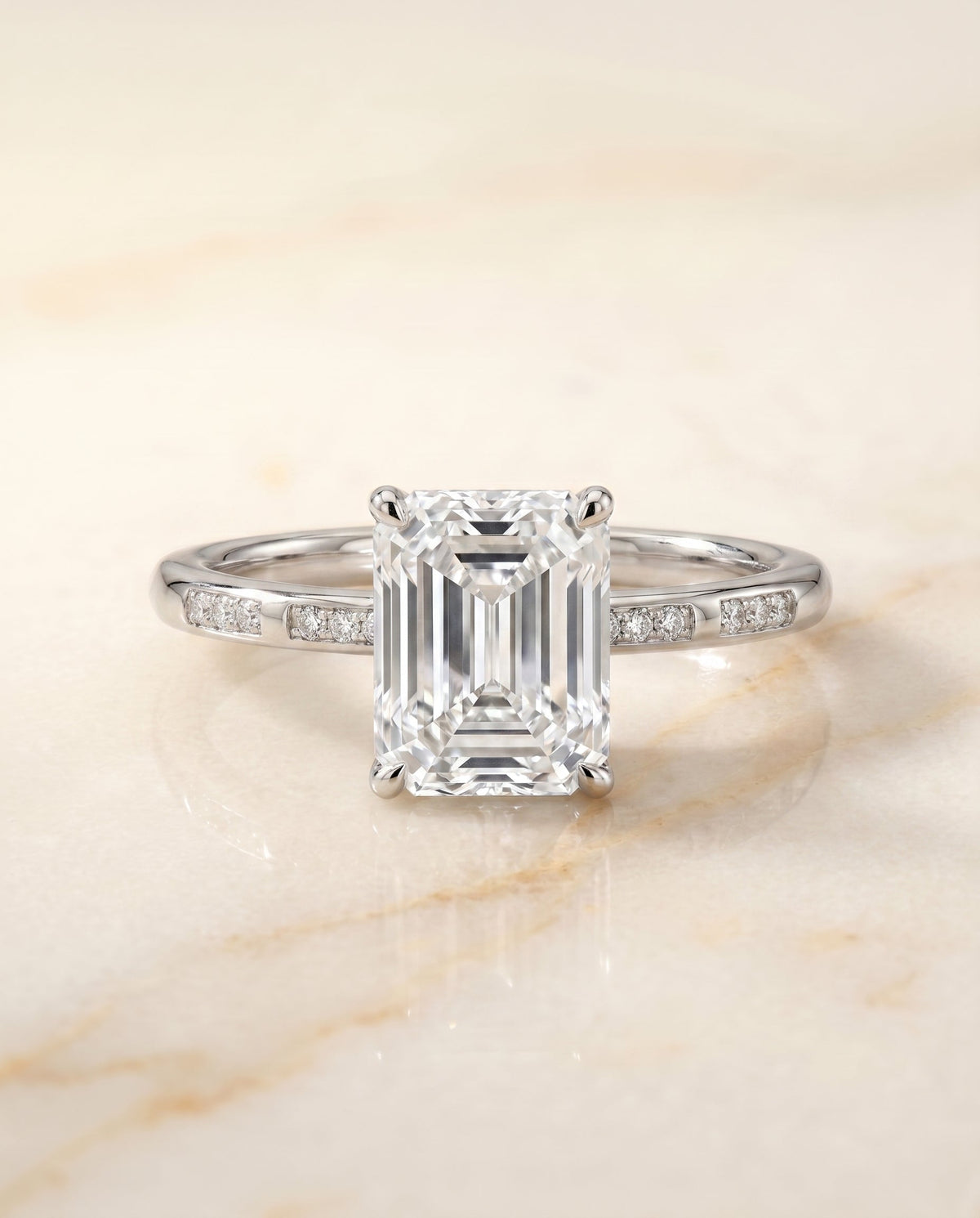 The Wanda radiant engagement ring setting in 18K White Gold | RockHer