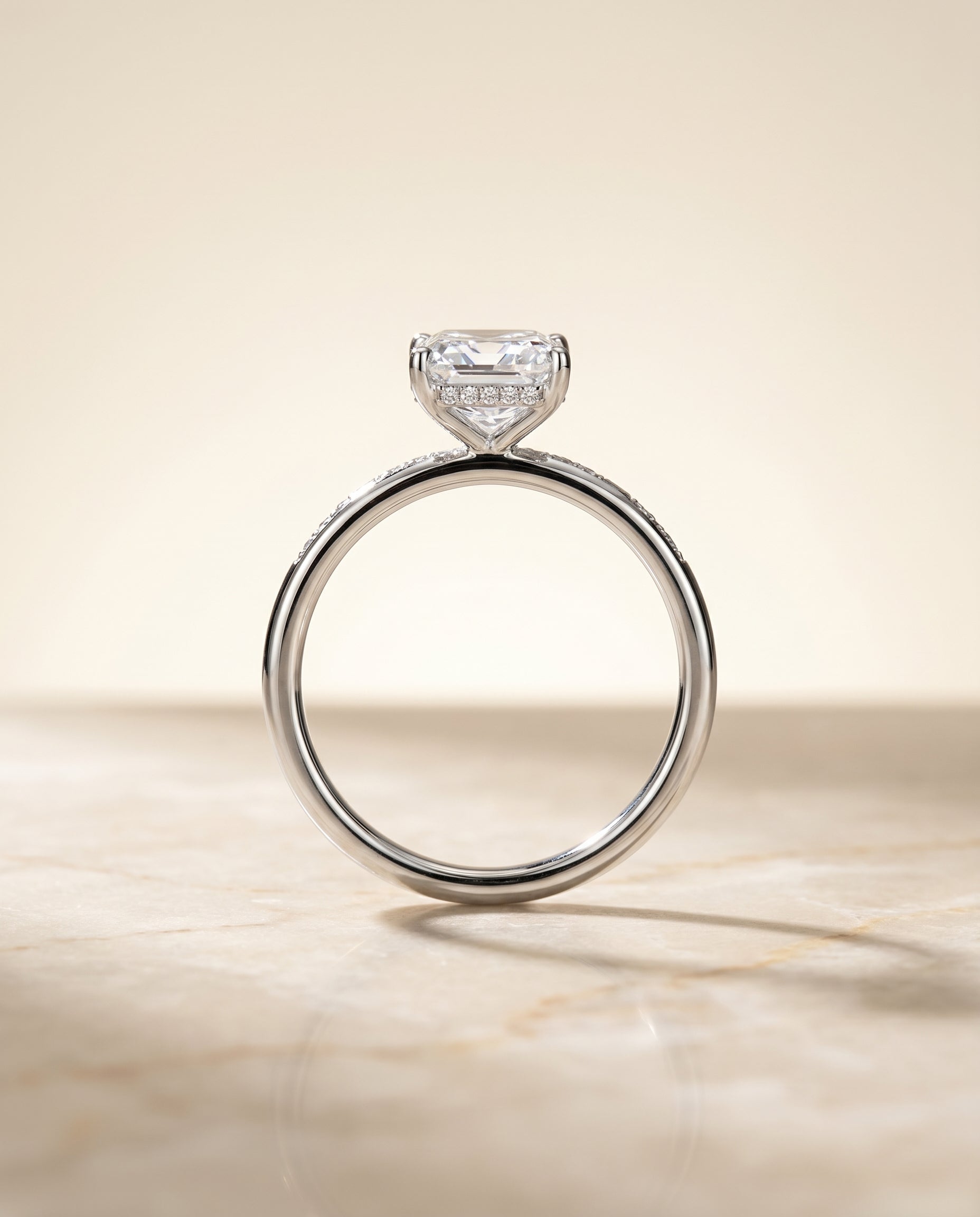 The Wanda setting for radiant diamonds, made to order in Platinum | RockHer
