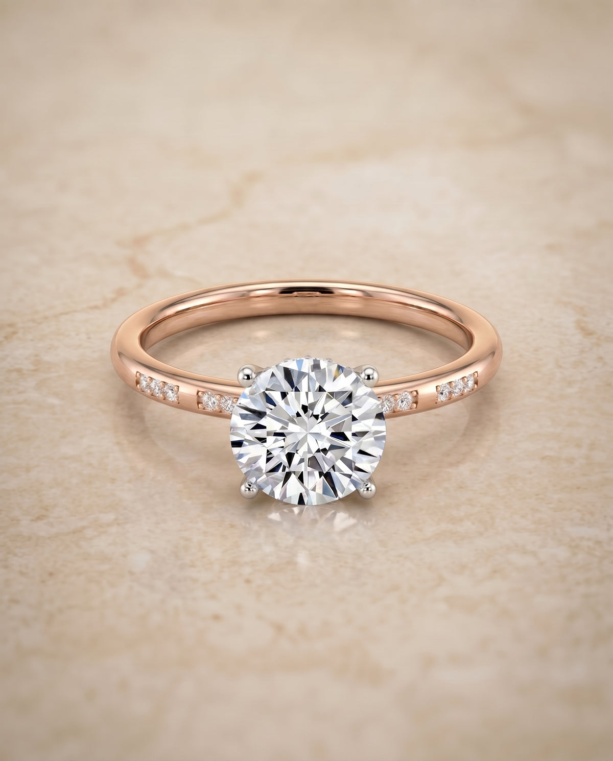 The Wanda round engagement ring setting in 14K Rose Gold | RockHer