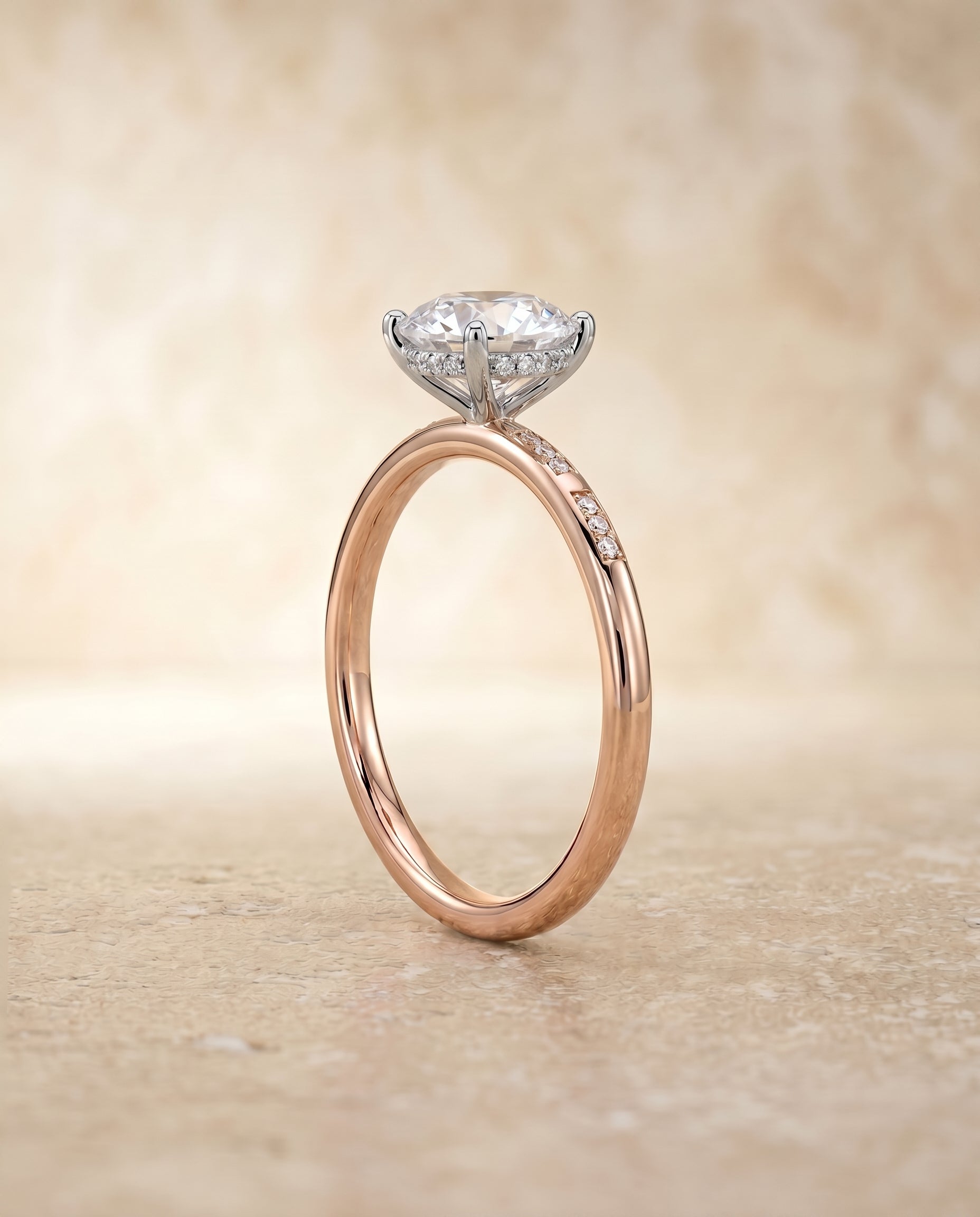 The Wanda setting for round diamonds, made to order in 14K Rose Gold | RockHer