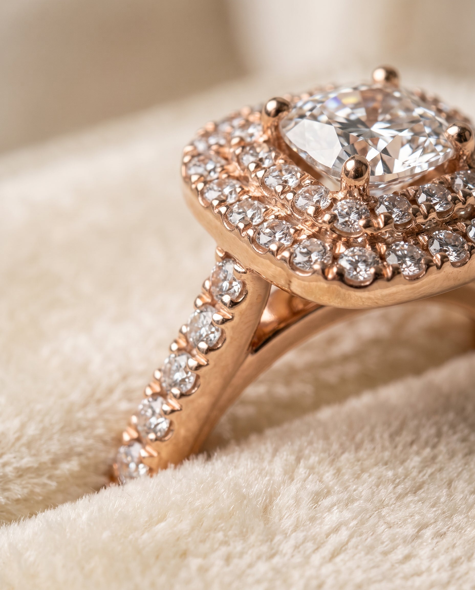 14K Rose Gold band of The Whitney cushion engagement ring setting | RockHer