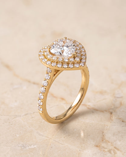 The Whitney Double Halo Heart Engagement Ring Setting in 18K Yellow Gold