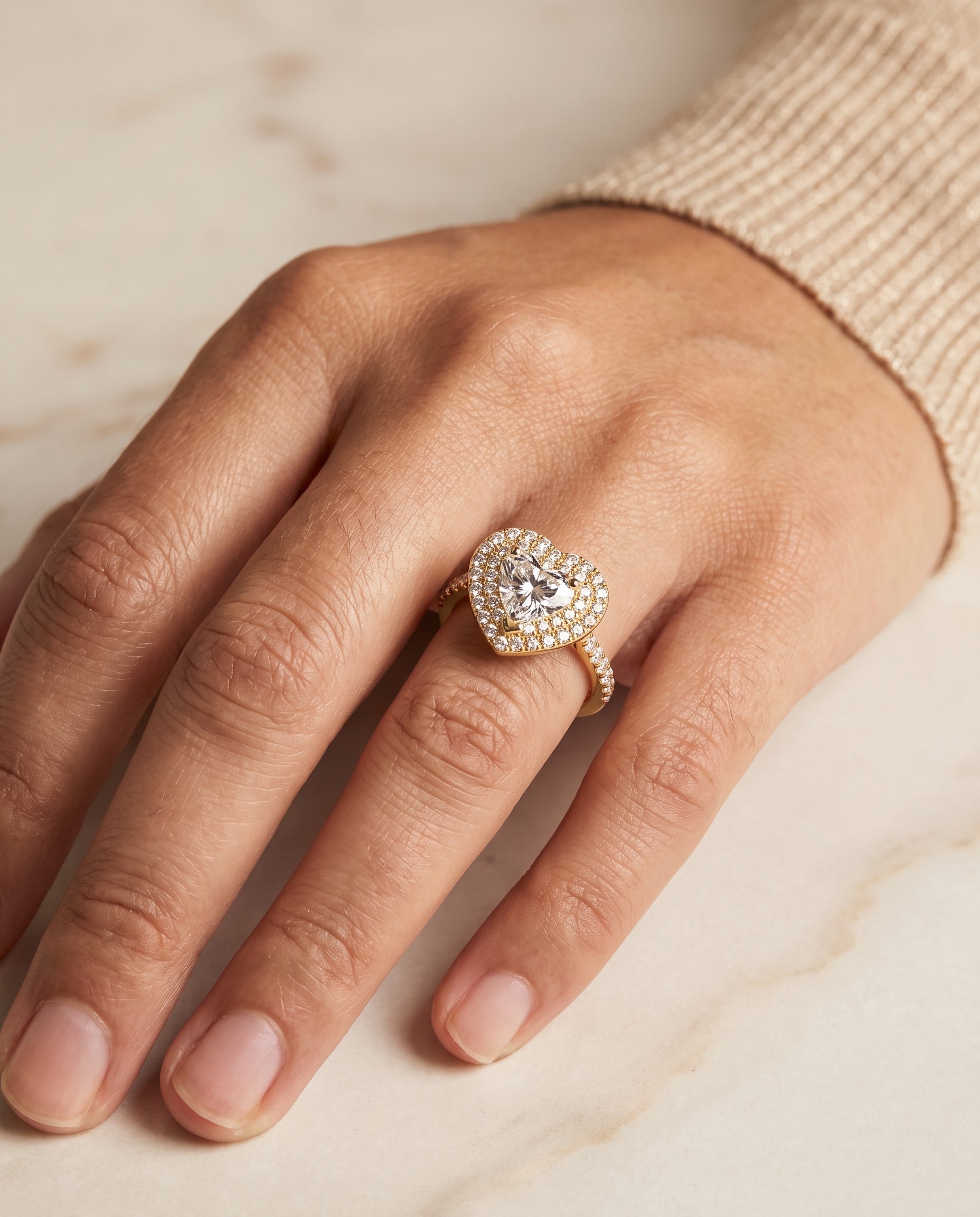 The Whitney Double Halo Heart Engagement Ring Setting in 18K Yellow Gold