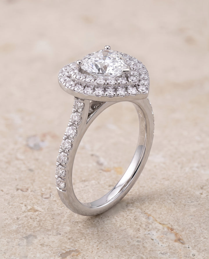 The Whitney Double Halo Heart Engagement Ring Setting in Platinum