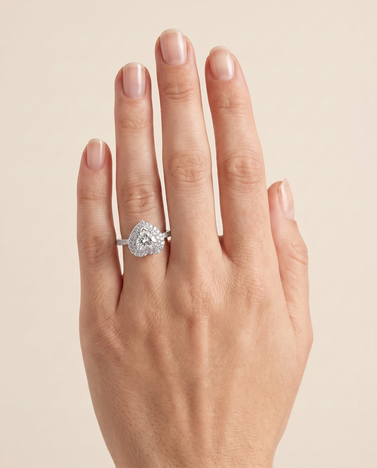 The Whitney Double Halo Heart Engagement Ring Setting in Platinum