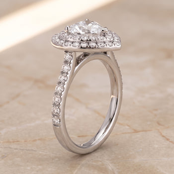 The Whitney Double Halo Heart Engagement Ring Setting in 18K White Gold