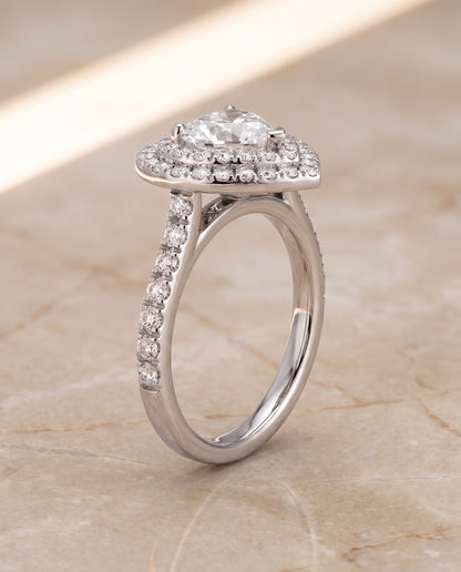 The Whitney Double Halo Heart Engagement Ring Setting in Platinum