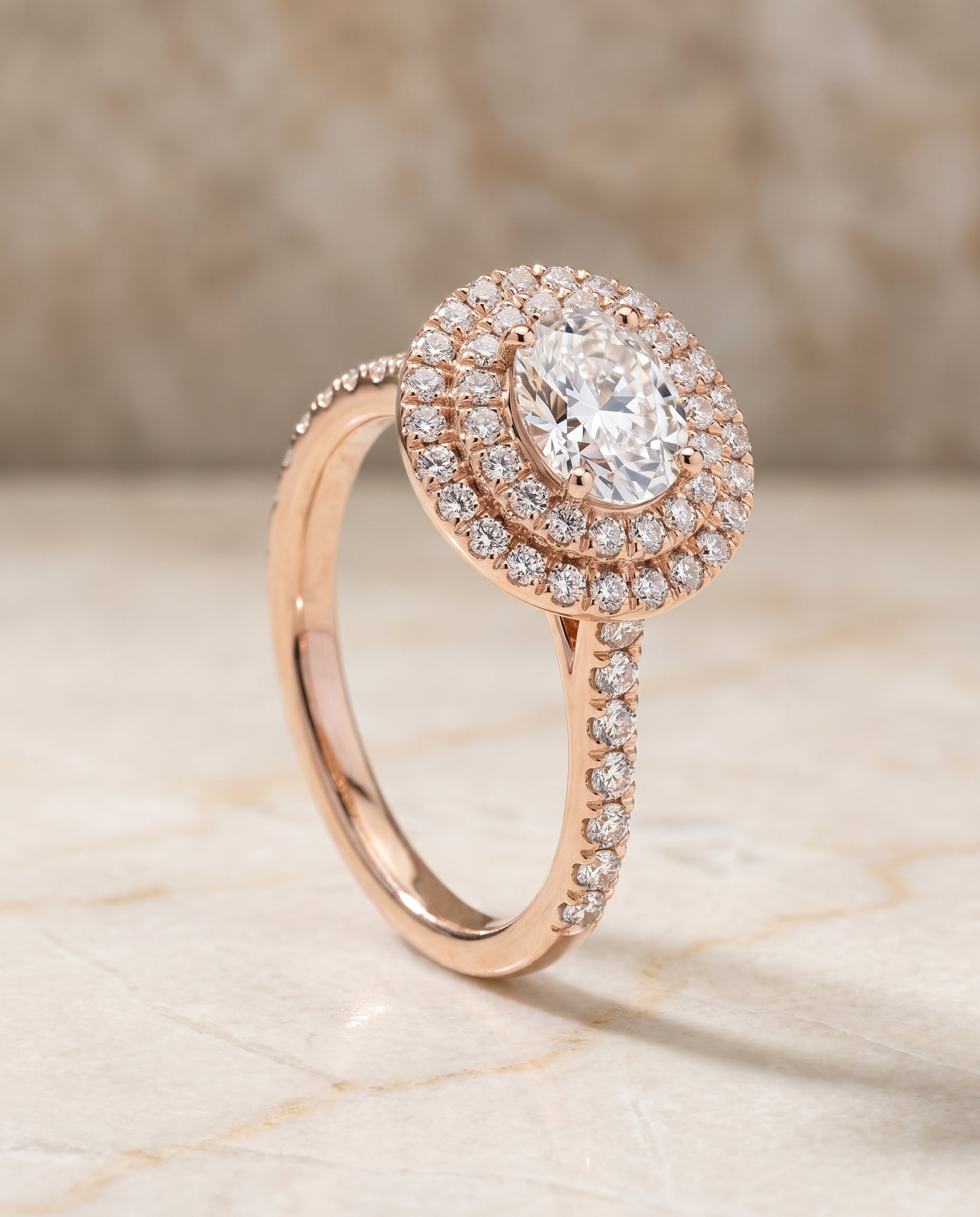 The Whitney setting for oval diamonds, made to order in 14K Rose Gold | RockHer