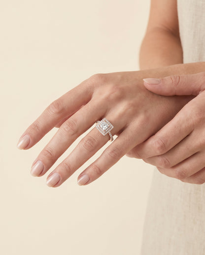 The Whitney Double Halo Princess Cut Engagement Ring Setting in 14K Rose Gold