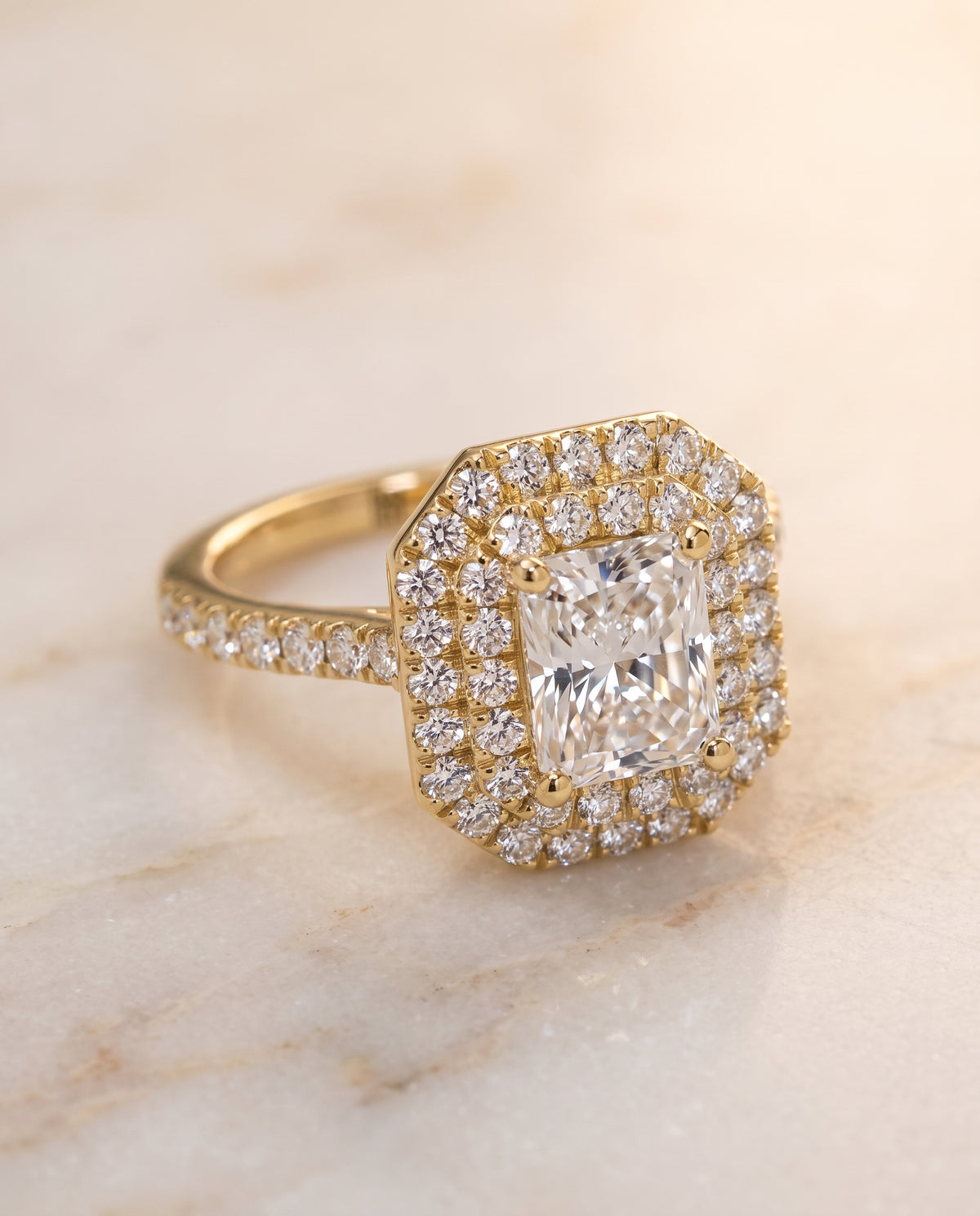 The Whitney radiant engagement ring setting in 18K Yellow Gold | RockHer