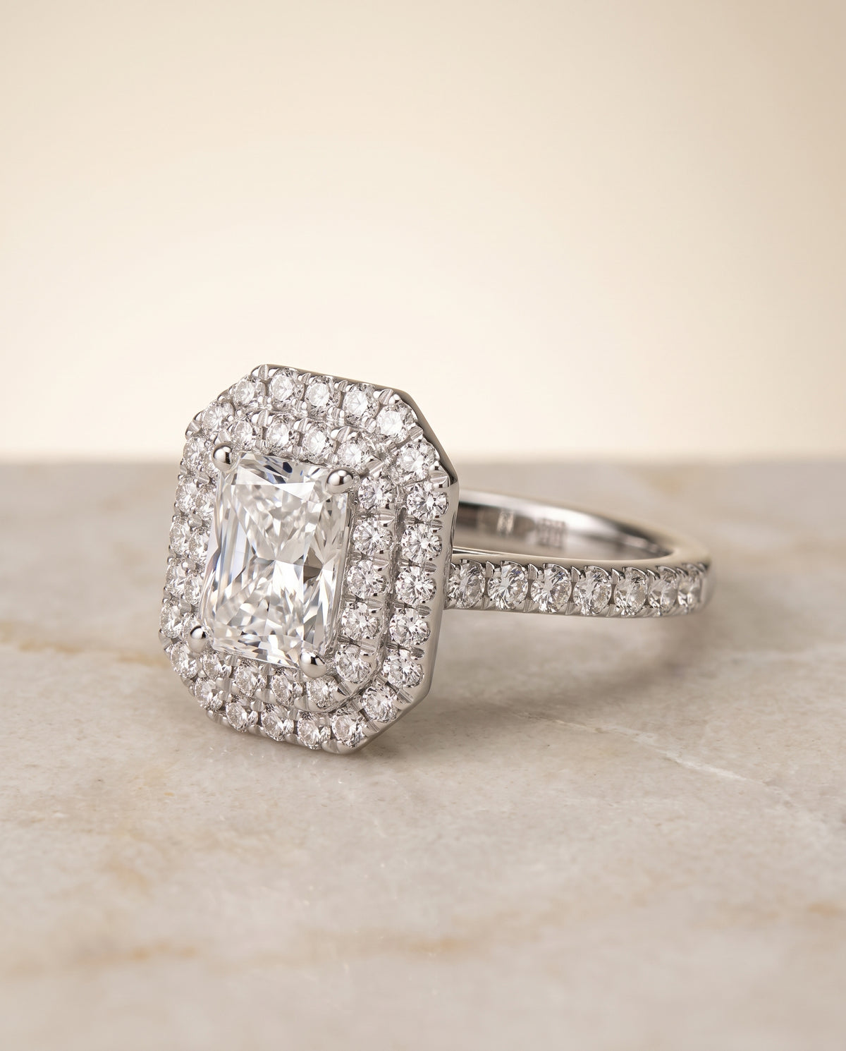 The Whitney radiant engagement ring setting in Platinum | RockHer