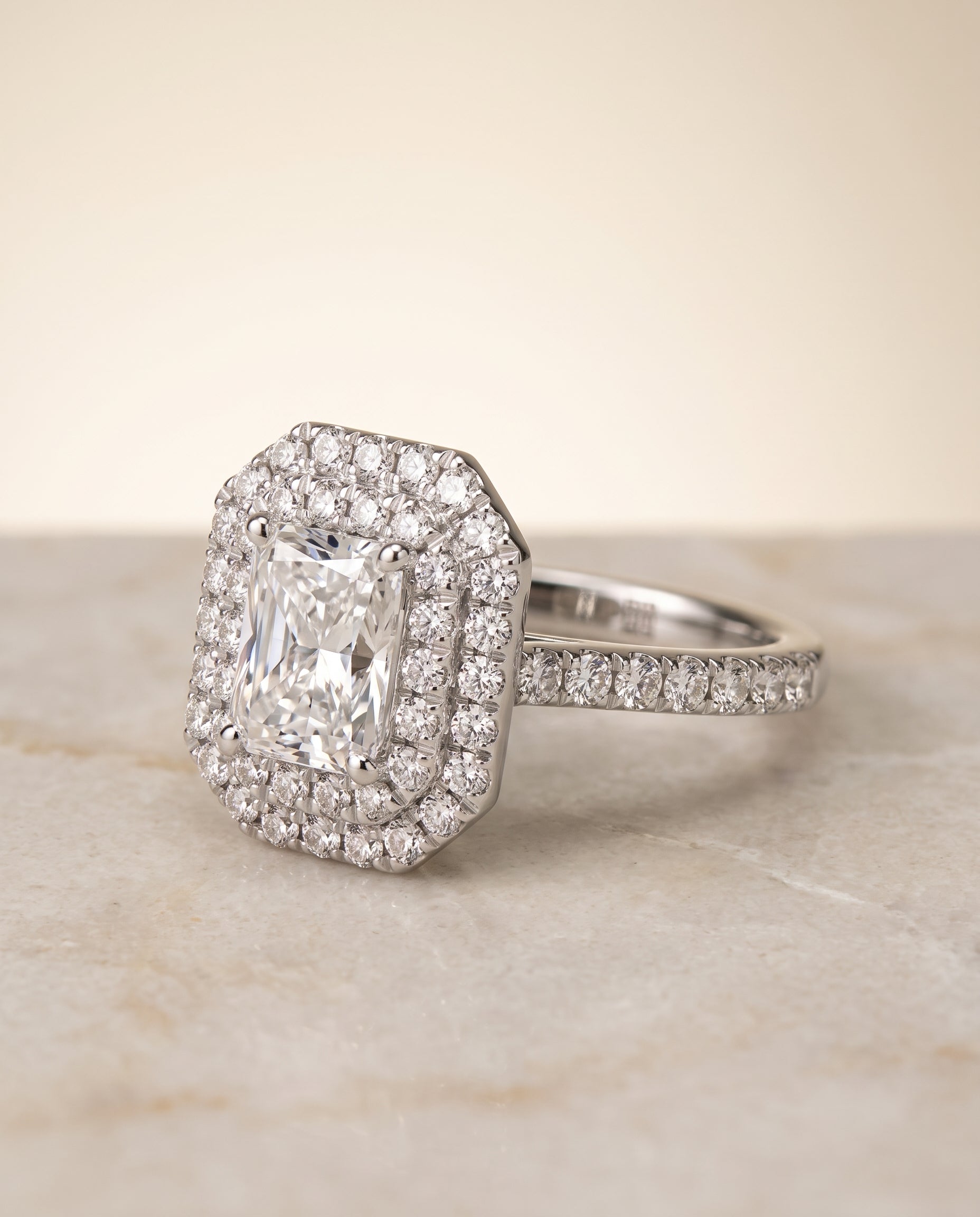 The Whitney radiant engagement ring setting in Platinum | RockHer