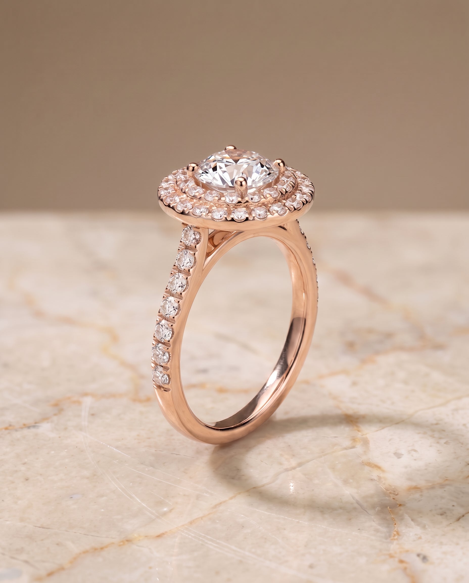 The Whitney setting for round diamonds, made to order in 14K Rose Gold | RockHer