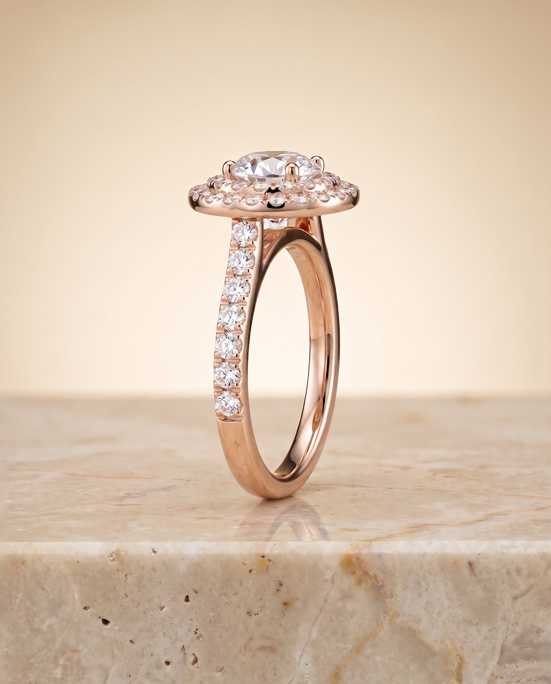 Double Halo styling on The Whitney round engagement ring setting | RockHer