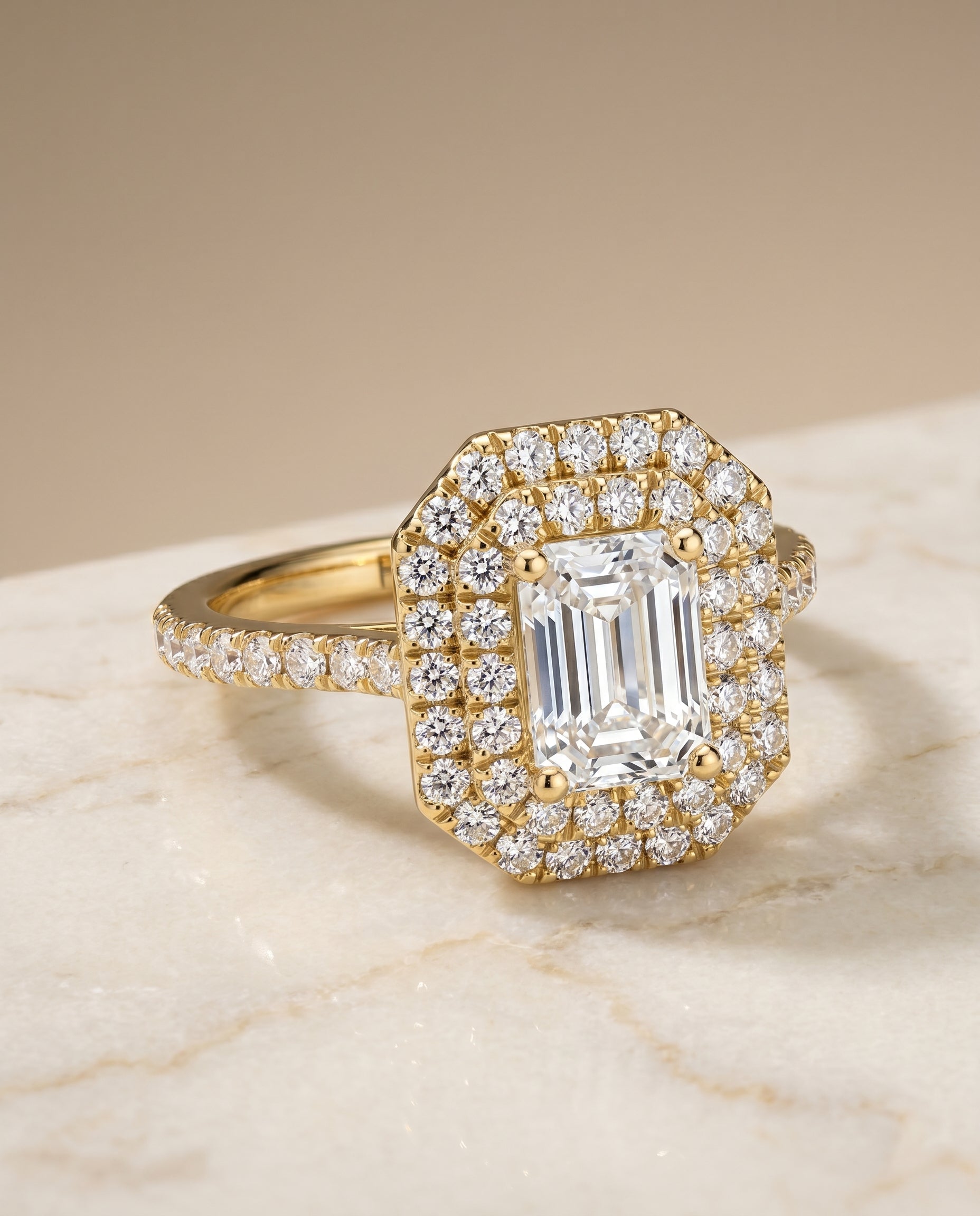 The Whitney setting for emerald diamonds, made to order in 18K Yellow Gold | RockHer
