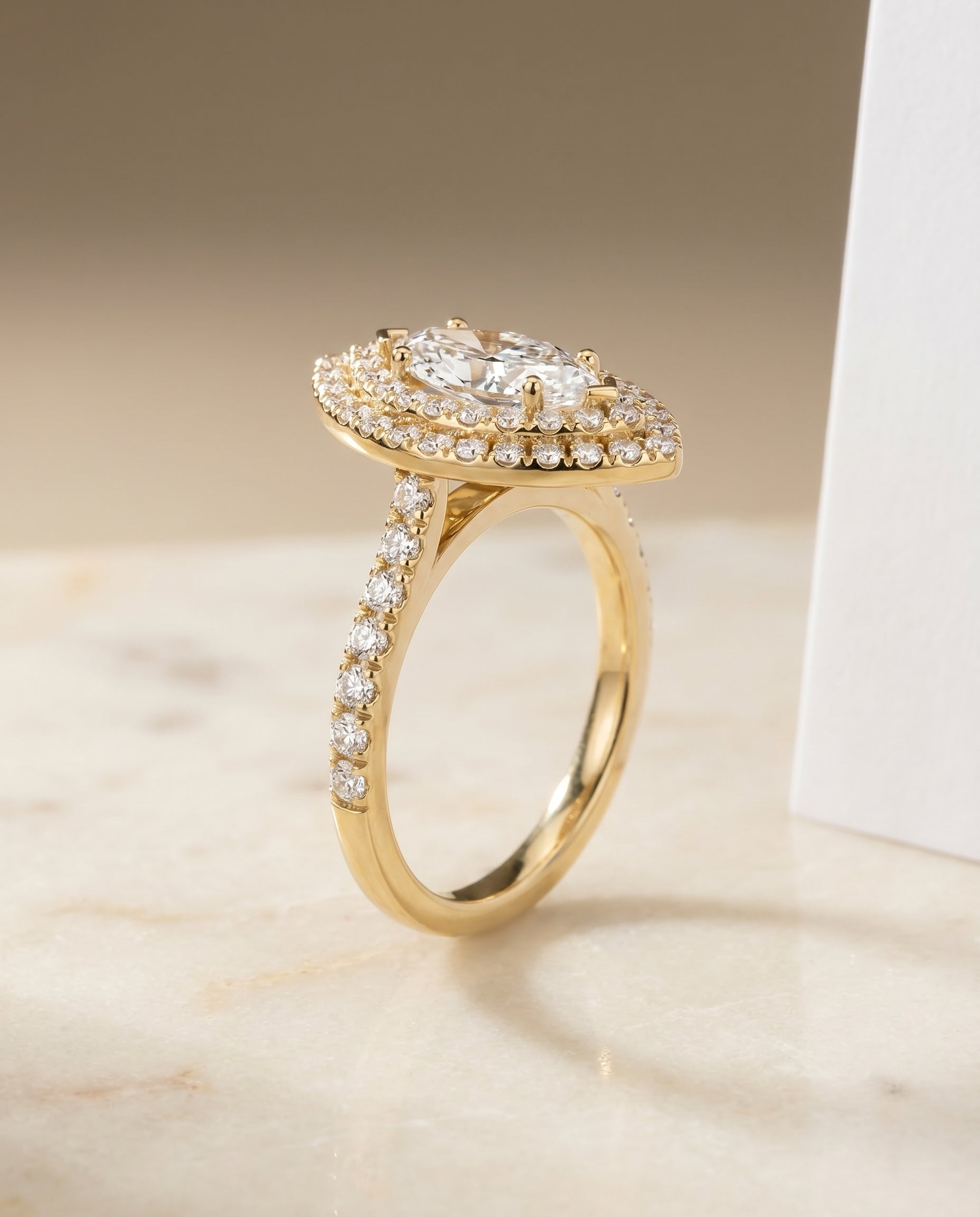 The Whitney setting for marquise diamonds, made to order in 18K Yellow Gold | RockHer