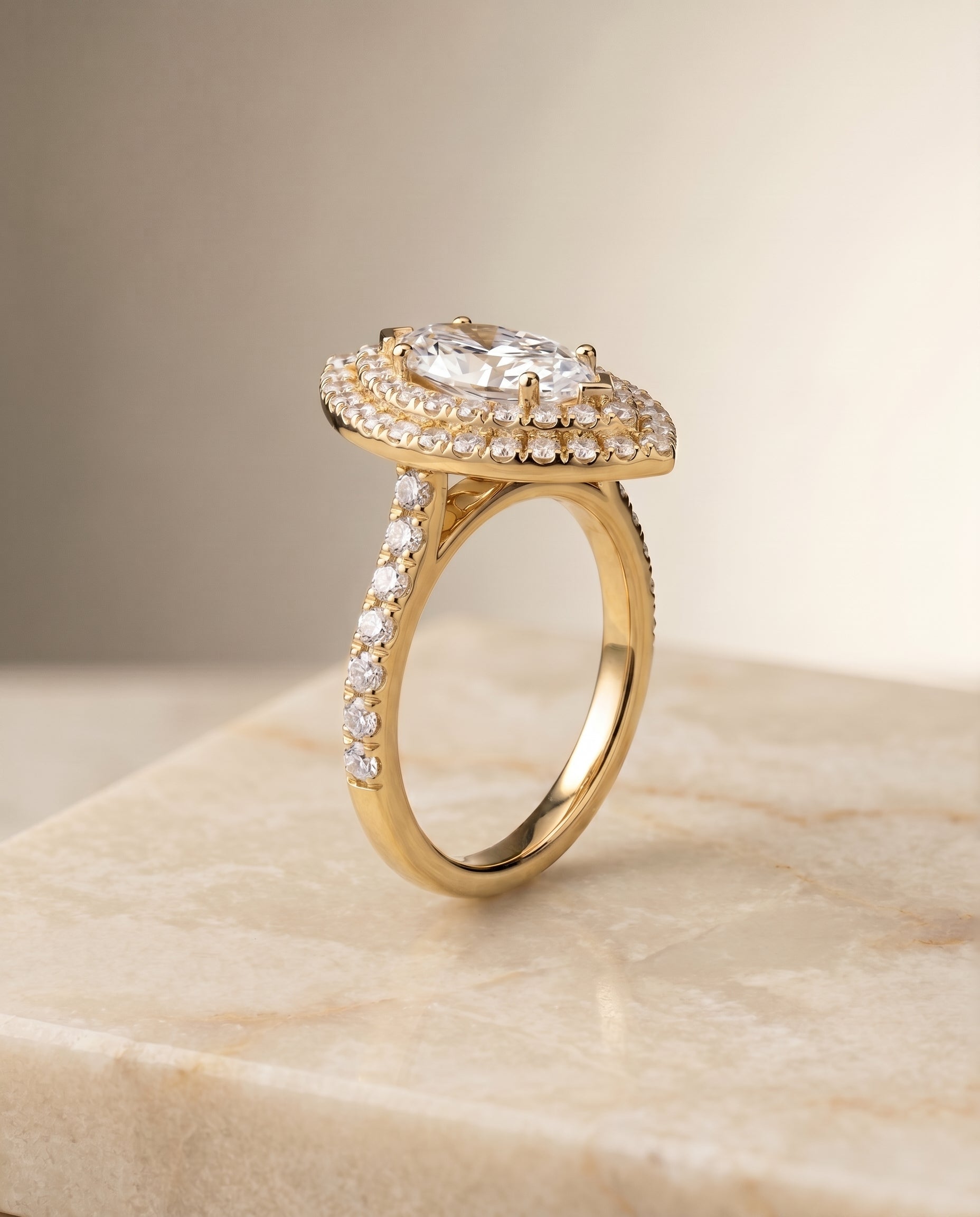 Double Halo styling on The Whitney marquise engagement ring setting | RockHer