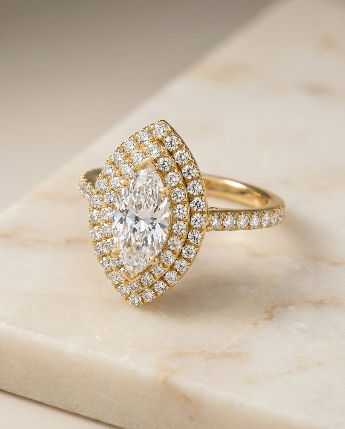 The Whitney marquise engagement ring setting in 18K Yellow Gold | RockHer