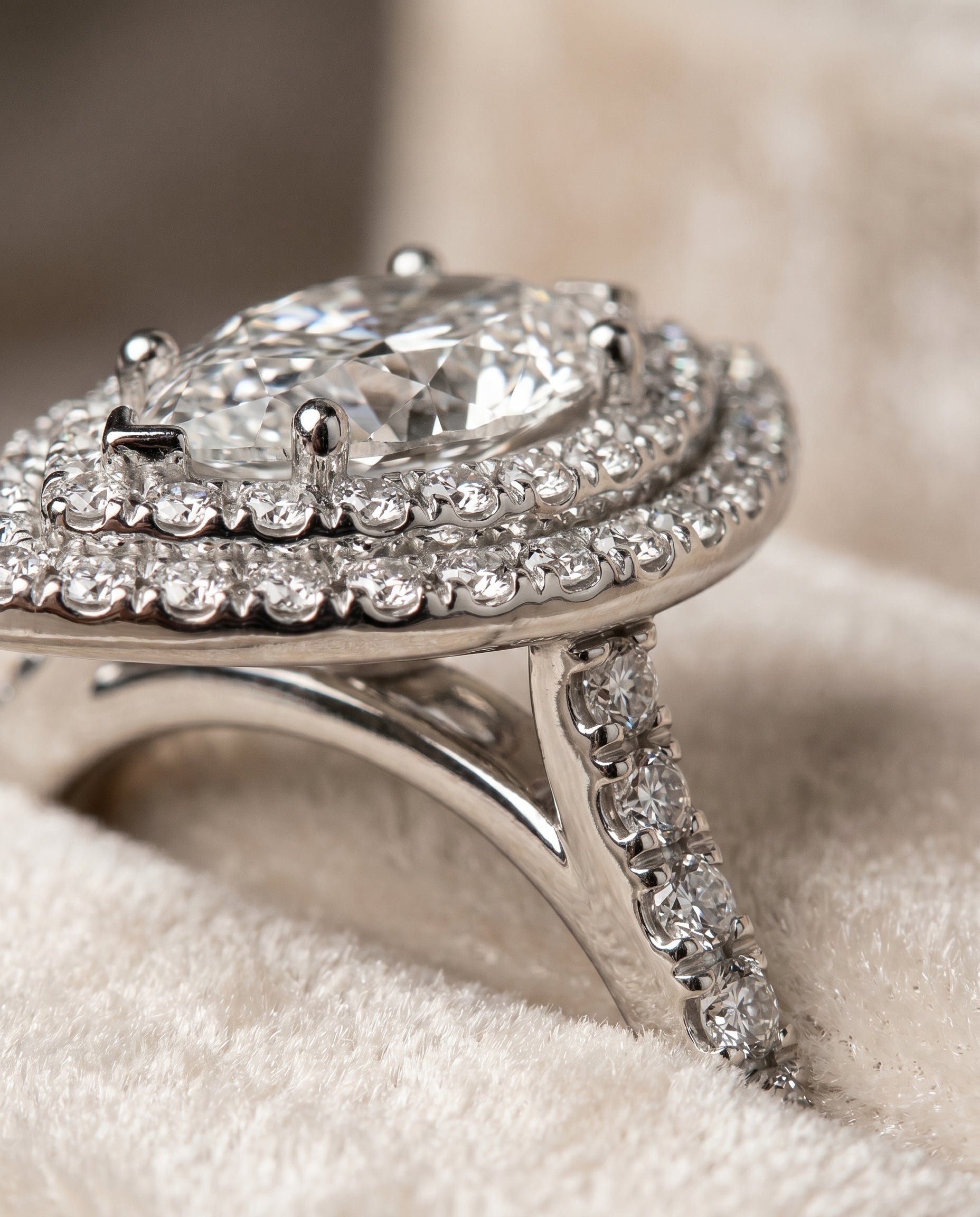 Platinum band of The Whitney marquise engagement ring setting | RockHer