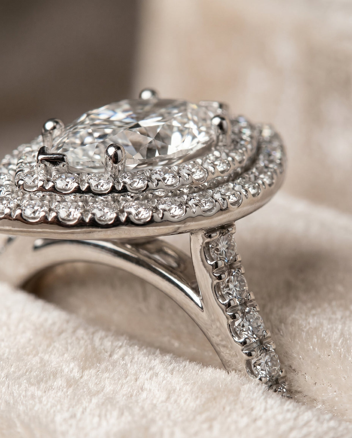 Whitney Select Double Halo Marquise Lab Diamond Engagement Ring in Platinum, detail view | RockHer