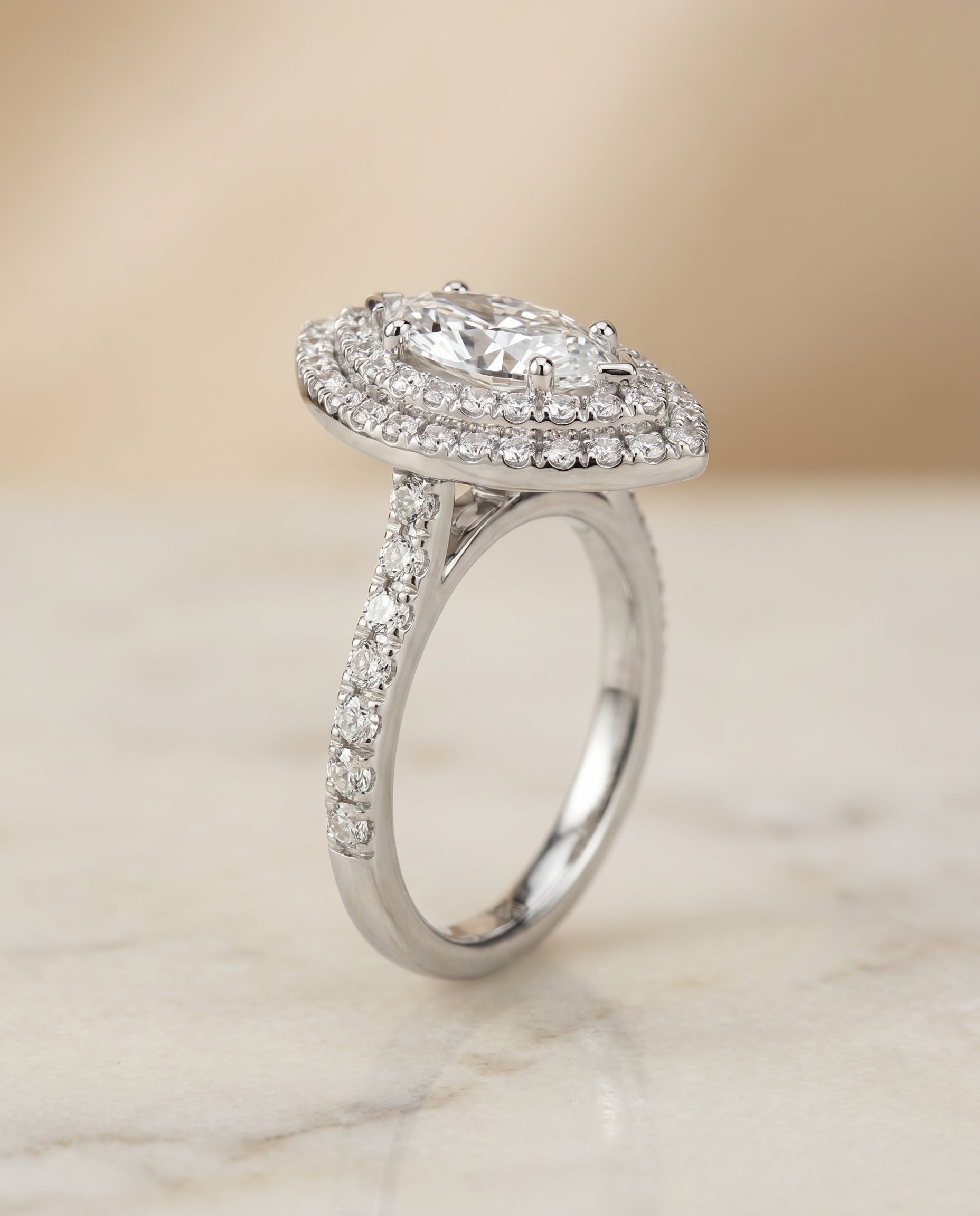 The Whitney setting for marquise diamonds, made to order in Platinum | RockHer