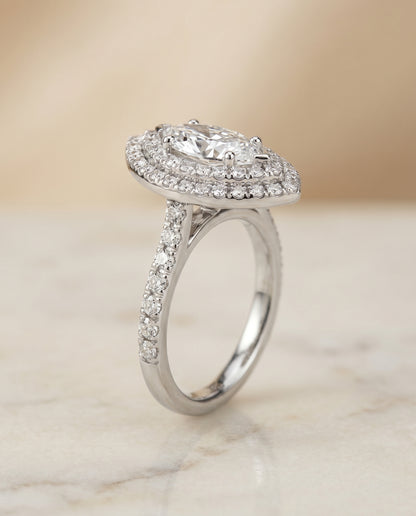 The Whitney Double Halo Marquise Engagement Ring Setting in Platinum