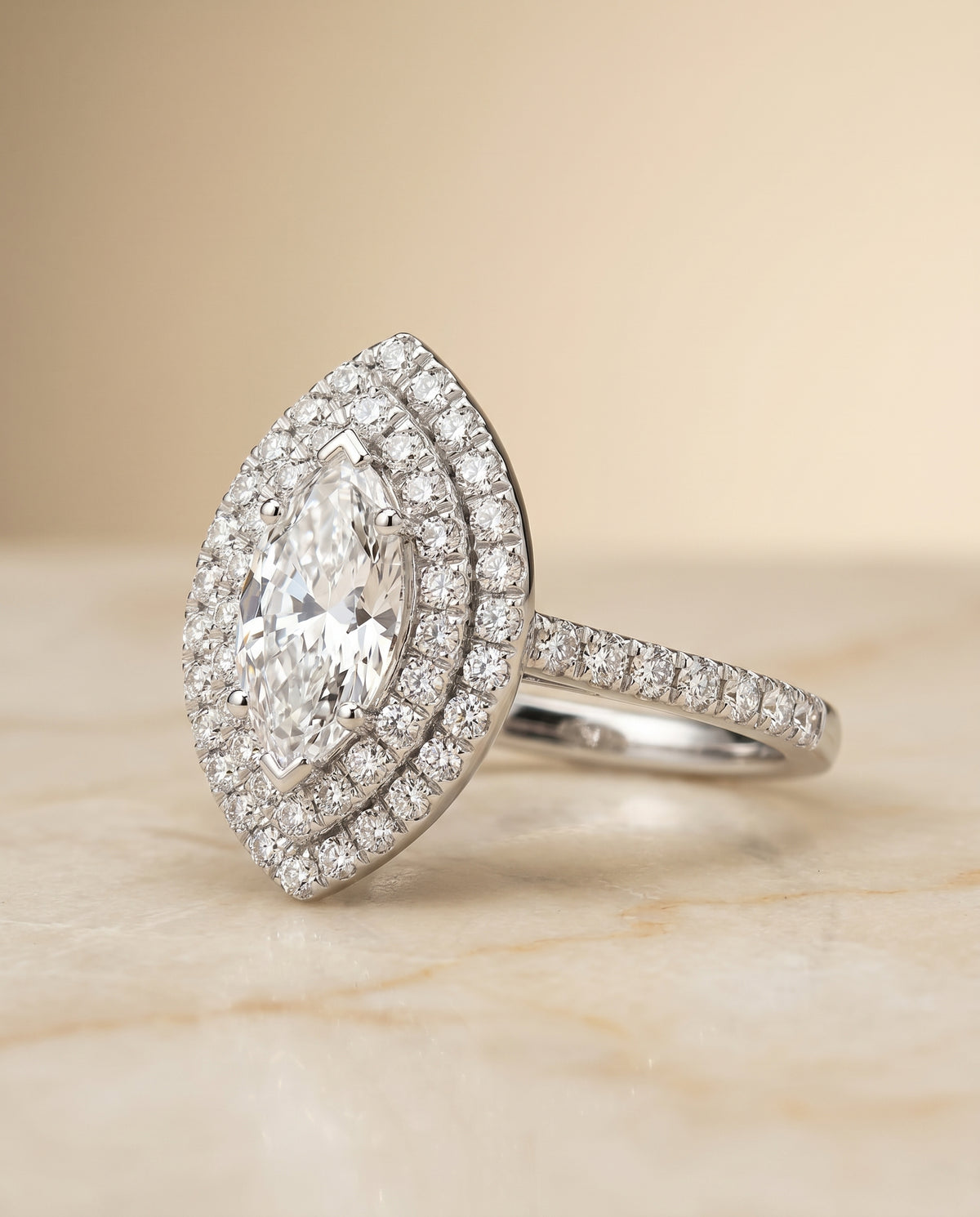 The Whitney marquise engagement ring setting in Platinum | RockHer