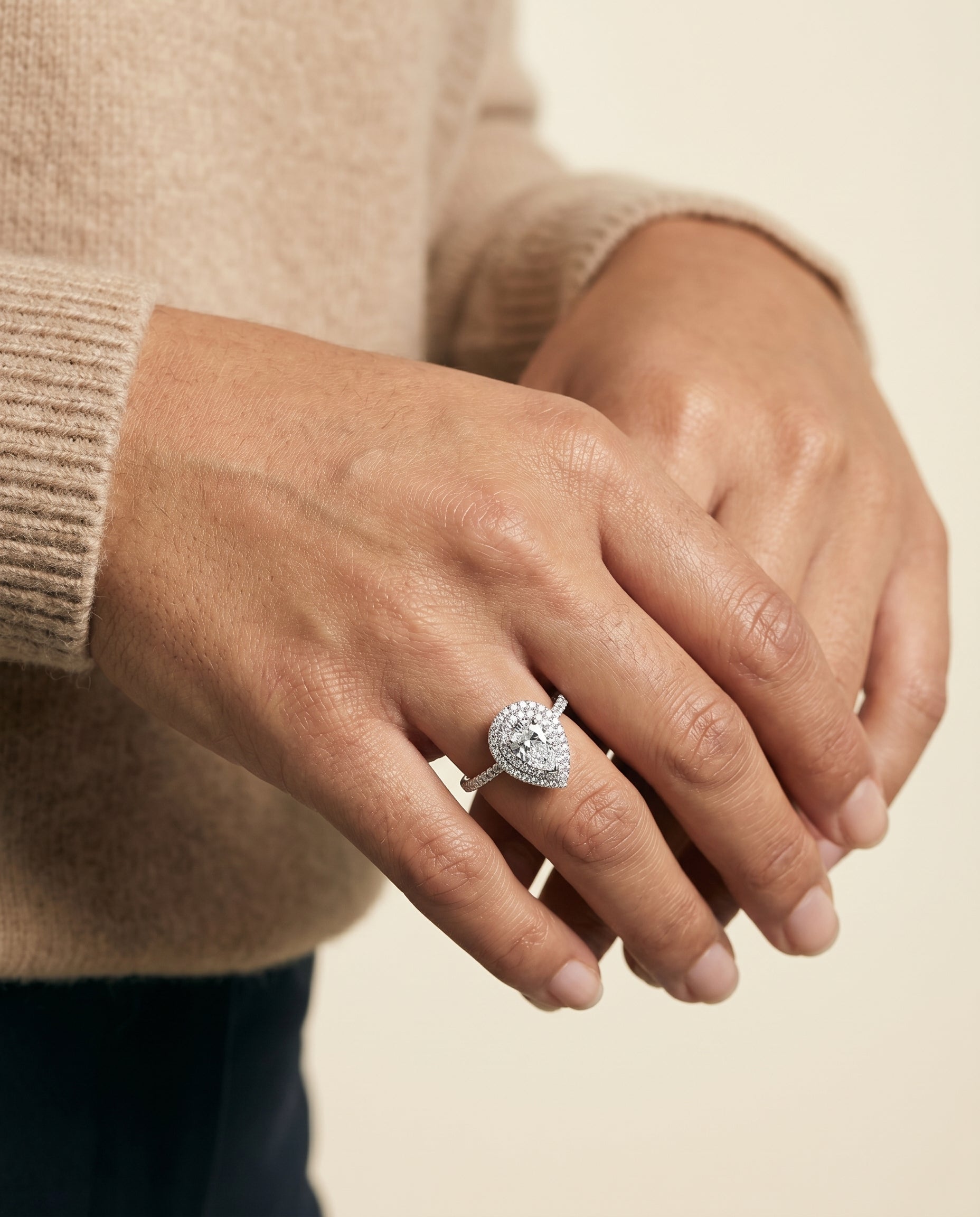 The Whitney engagement ring setting in Platinum, double halo design | RockHer