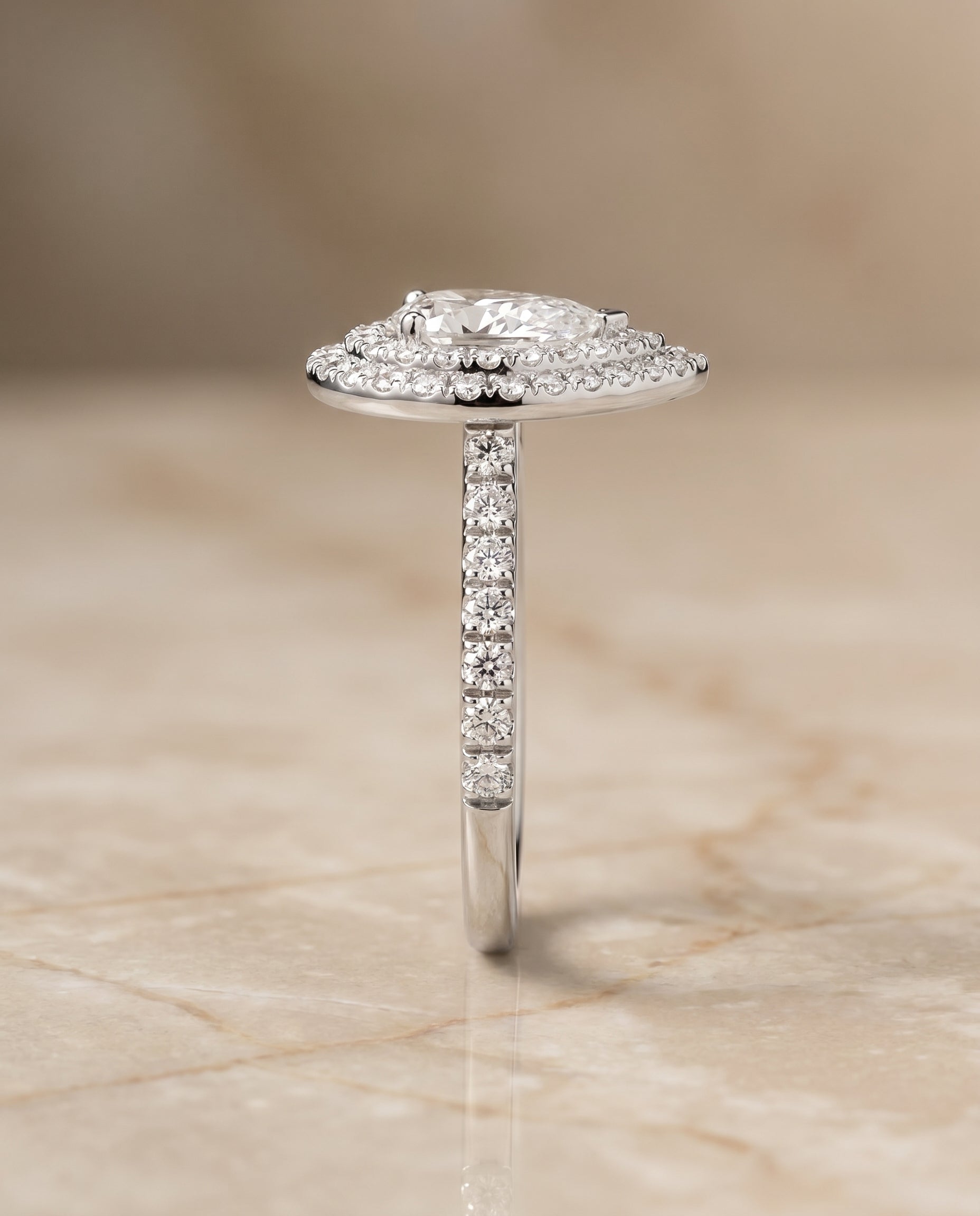 The Whitney setting for pear diamonds, made to order in Platinum | RockHer