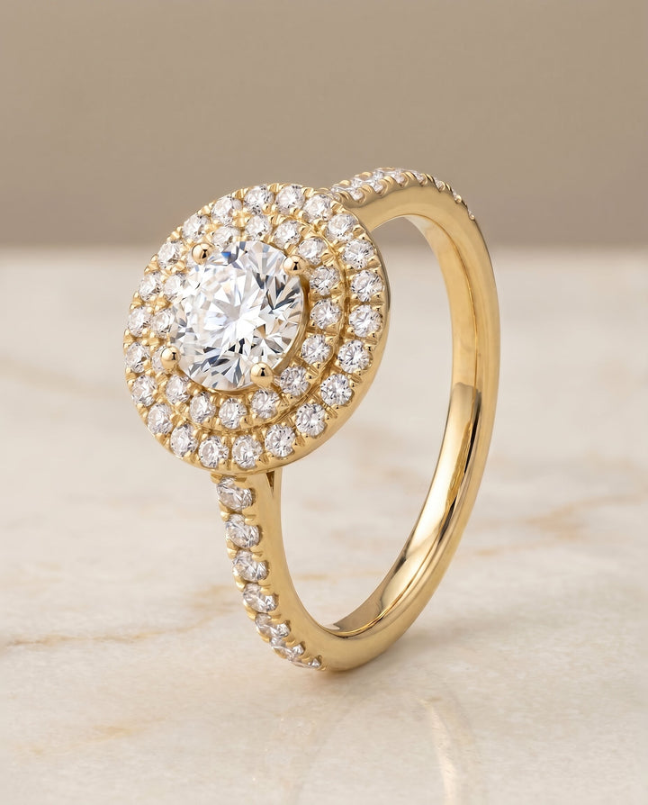The Whitney Select Halo Engagement Ring with Lab Diamond in 18K Yellow Gold - view 2