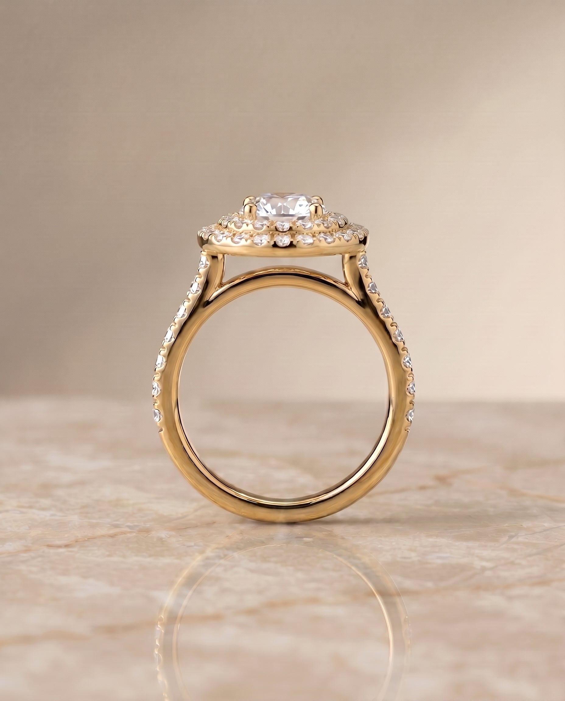 The Whitney setting for round diamonds, made to order in 18K Yellow Gold | RockHer