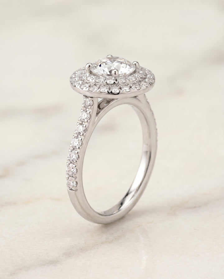 The Whitney Select Halo Engagement Ring with Lab Diamond in 18K White Gold - view 2