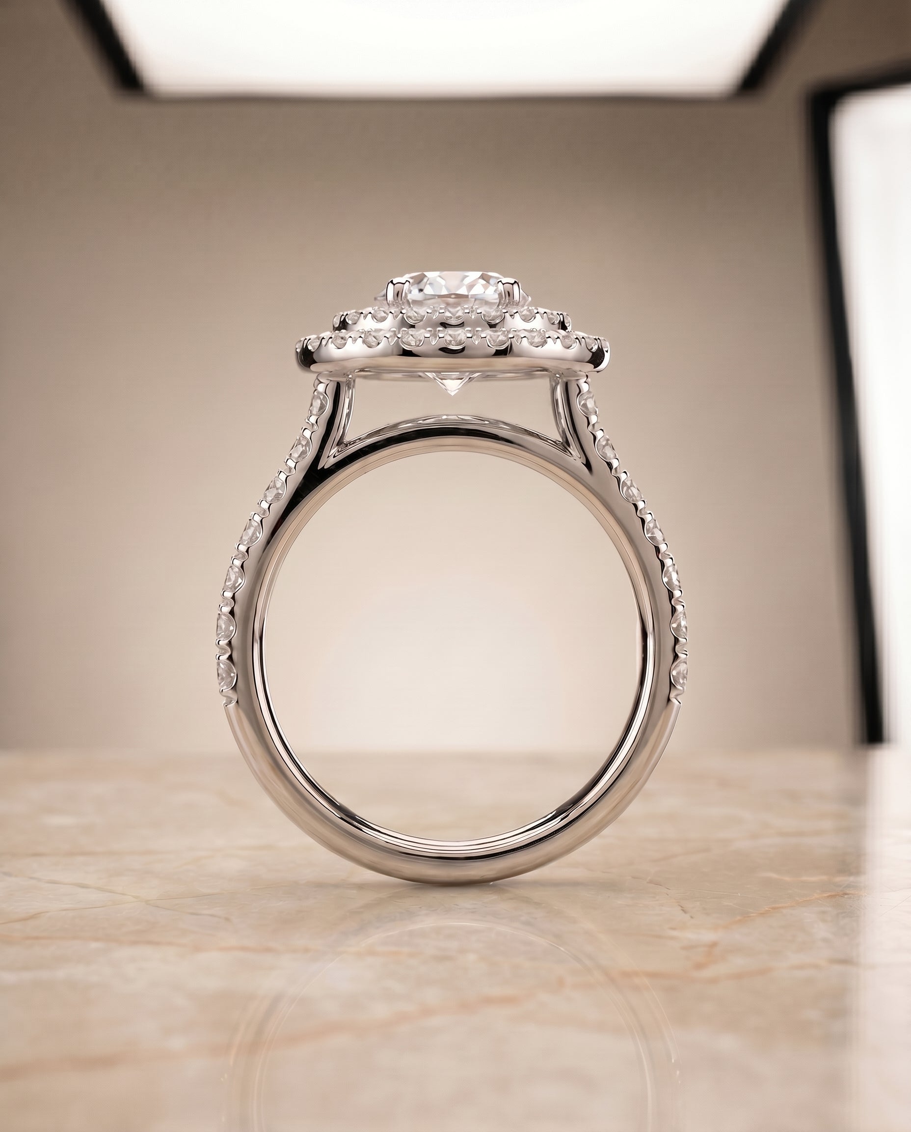 The Whitney setting for oval diamonds, made to order in Platinum | RockHer