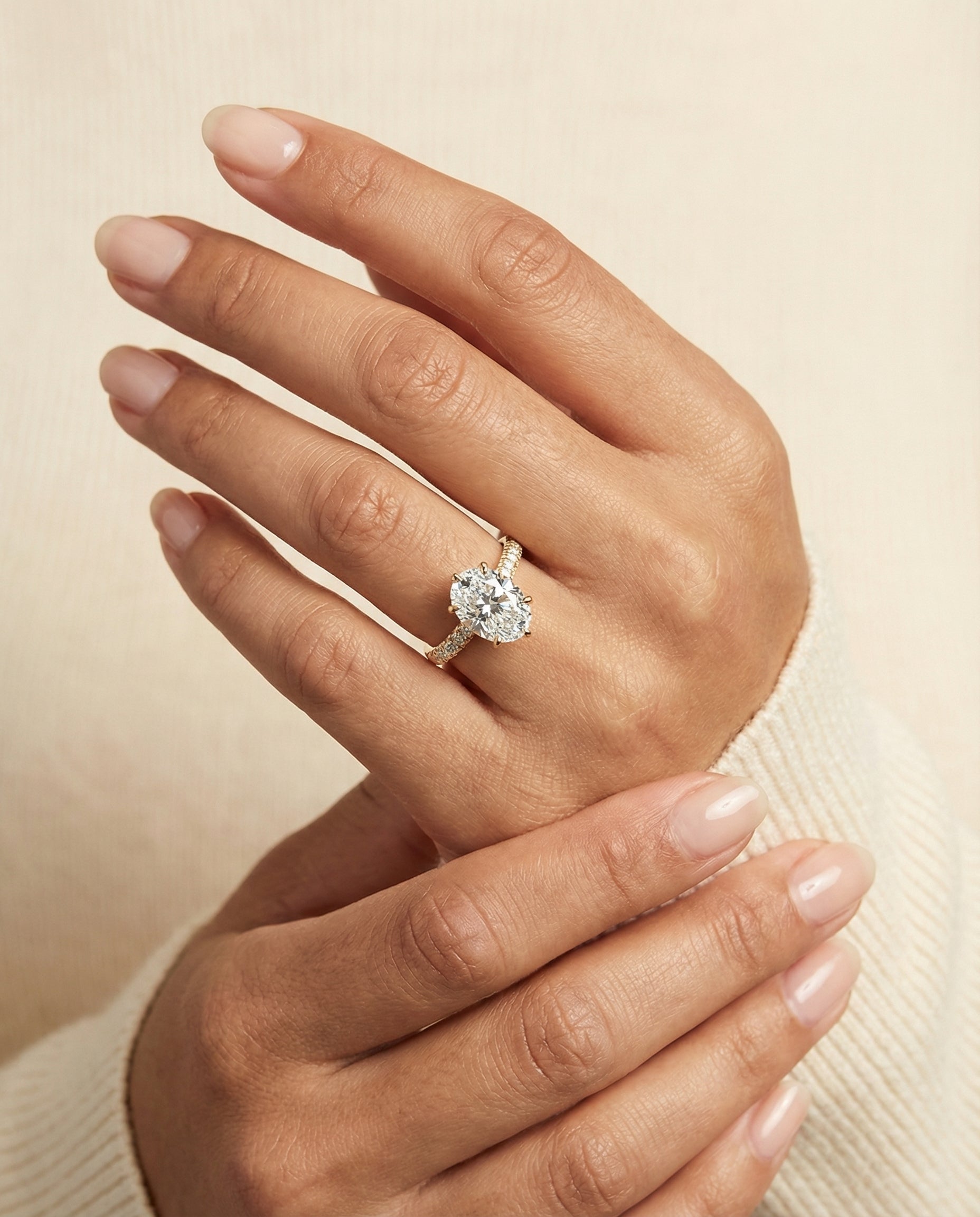 The Daisy setting for oval diamonds, made to order in 18K Yellow Gold | RockHer