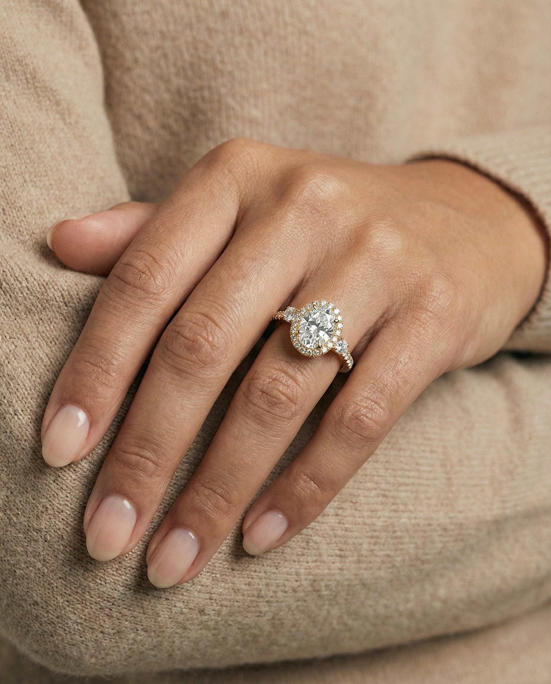 The Ivy setting for oval diamonds, made to order in 18K Yellow Gold | RockHer