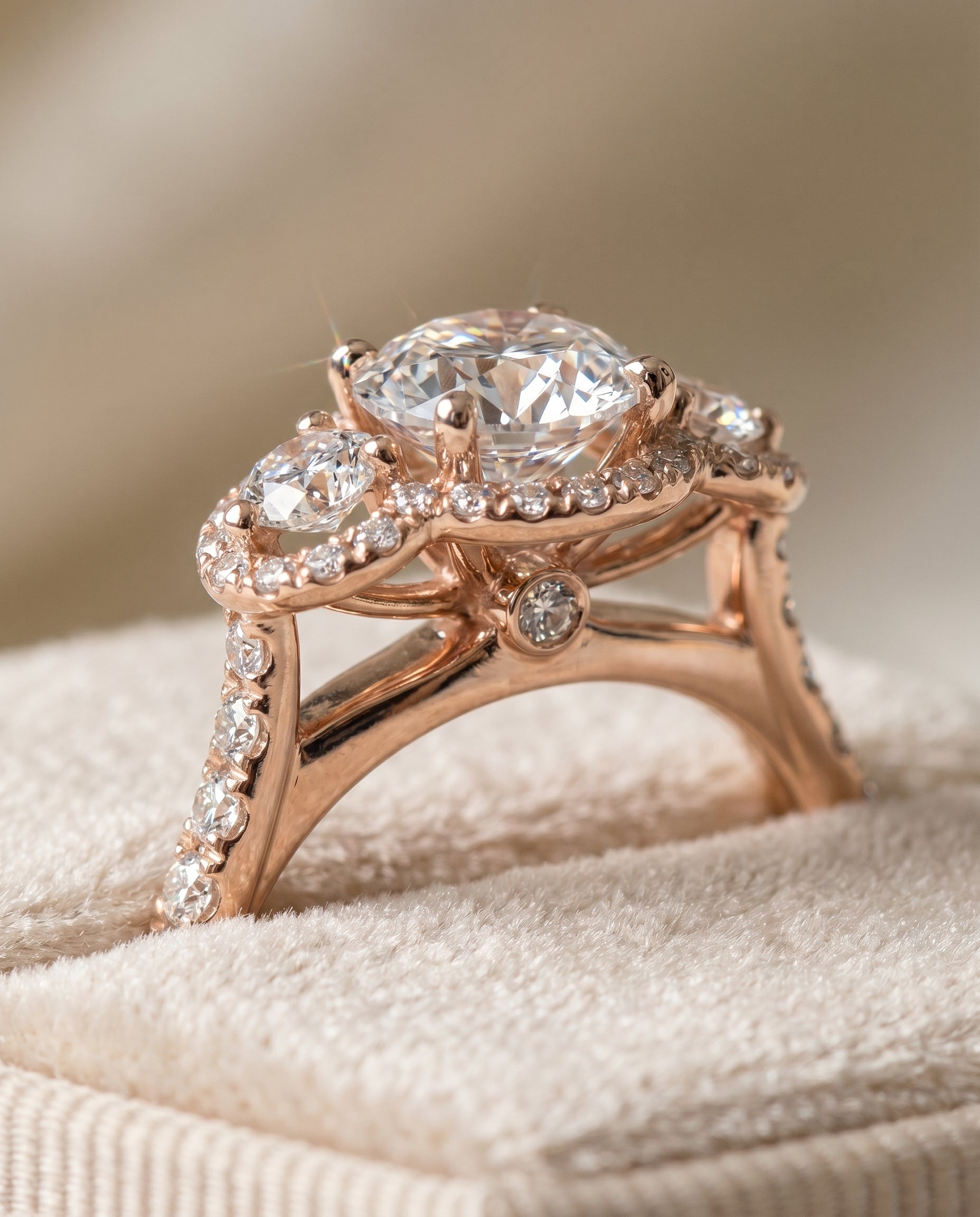 14K Rose Gold band of The Andrea round engagement ring setting | RockHer