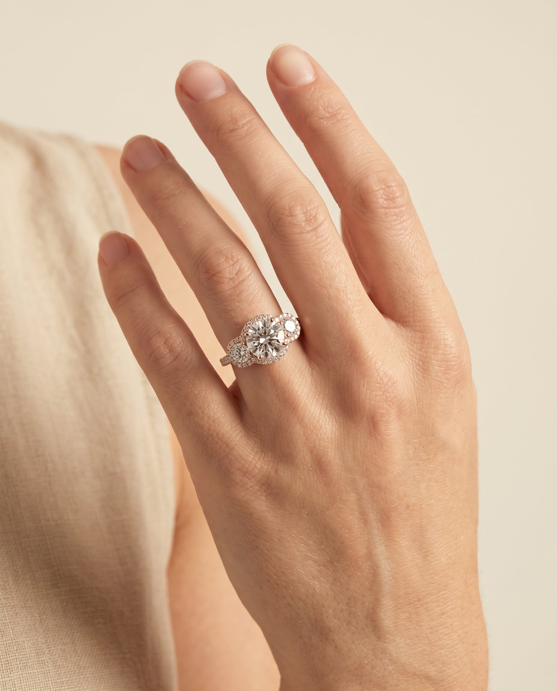 The Andrea setting for round diamonds, made to order in 14K Rose Gold | RockHer