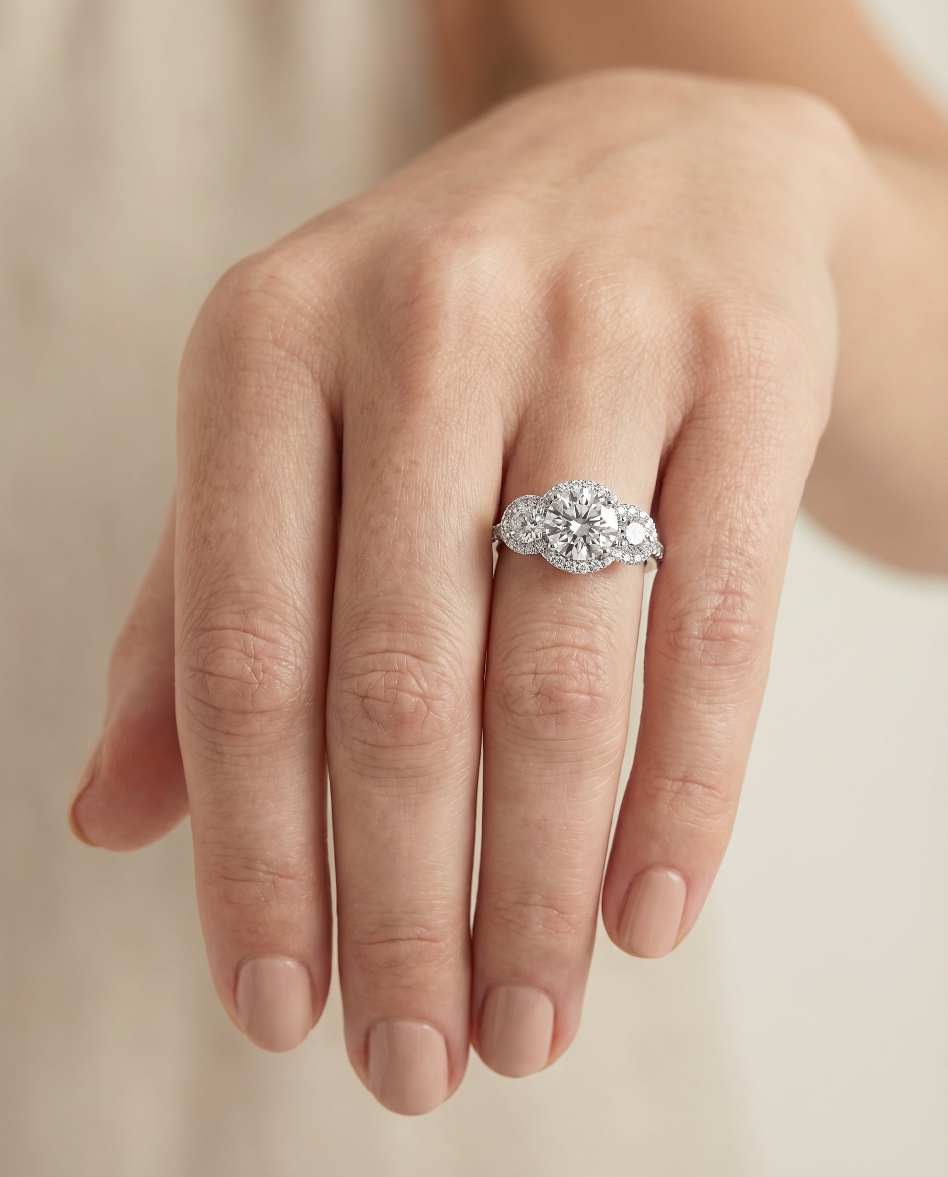 The Andrea setting for round diamonds, made to order in Platinum | RockHer