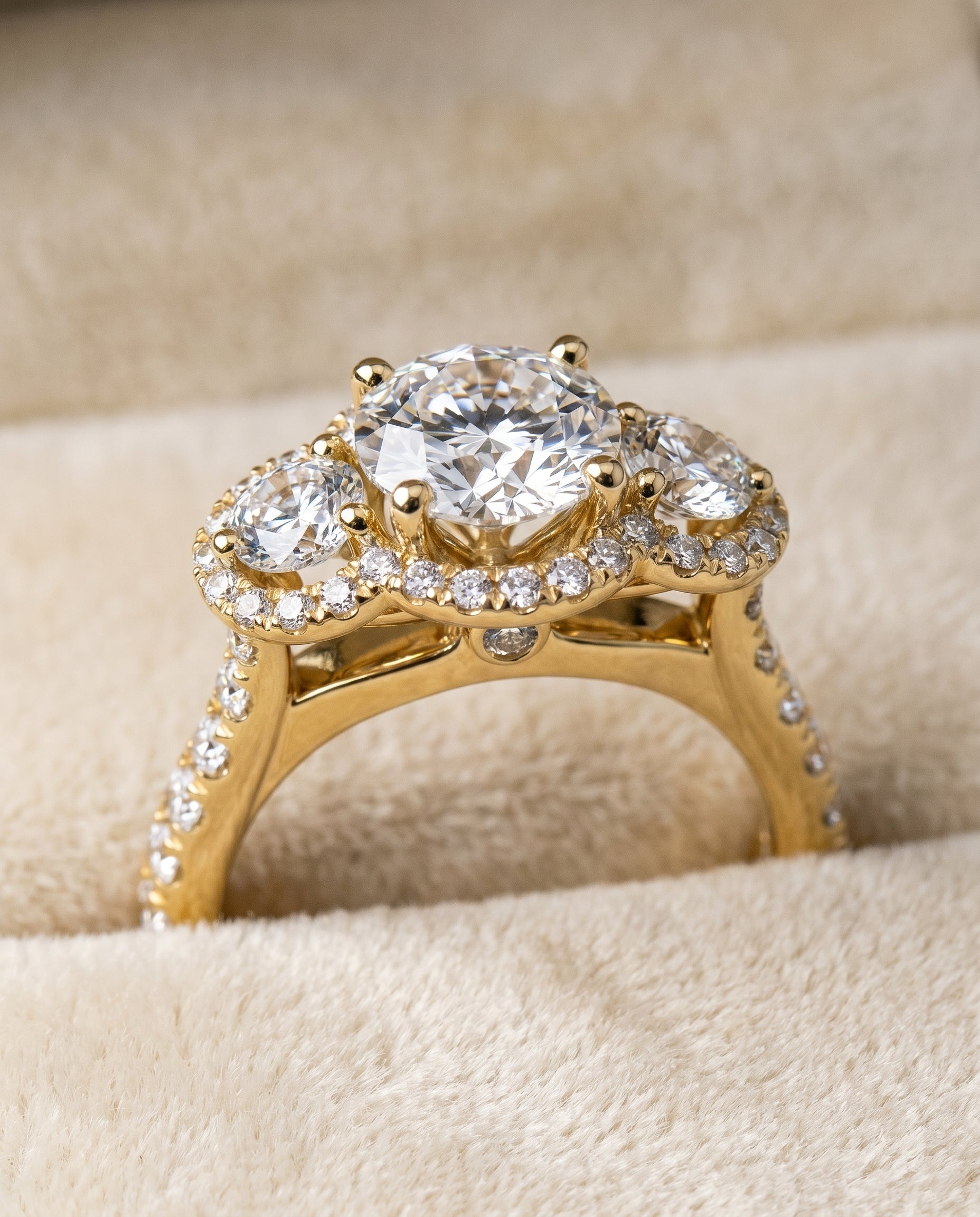 18K Yellow Gold band of The Andrea round engagement ring setting | RockHer